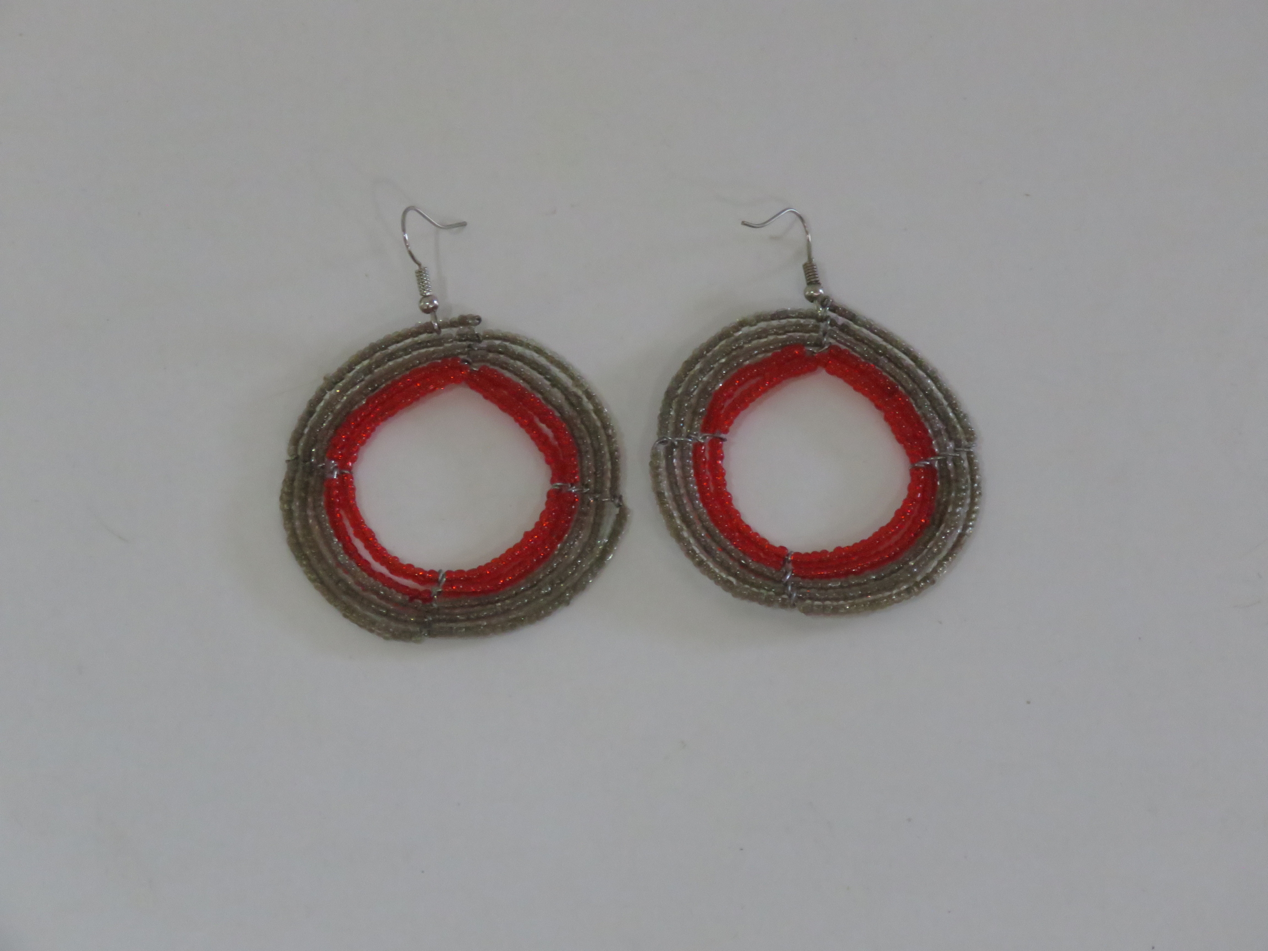 Ruby & Silver Halo Wire Earrings