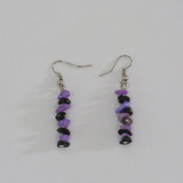 Amethyst and Black Onyx Duo Chip Earrings