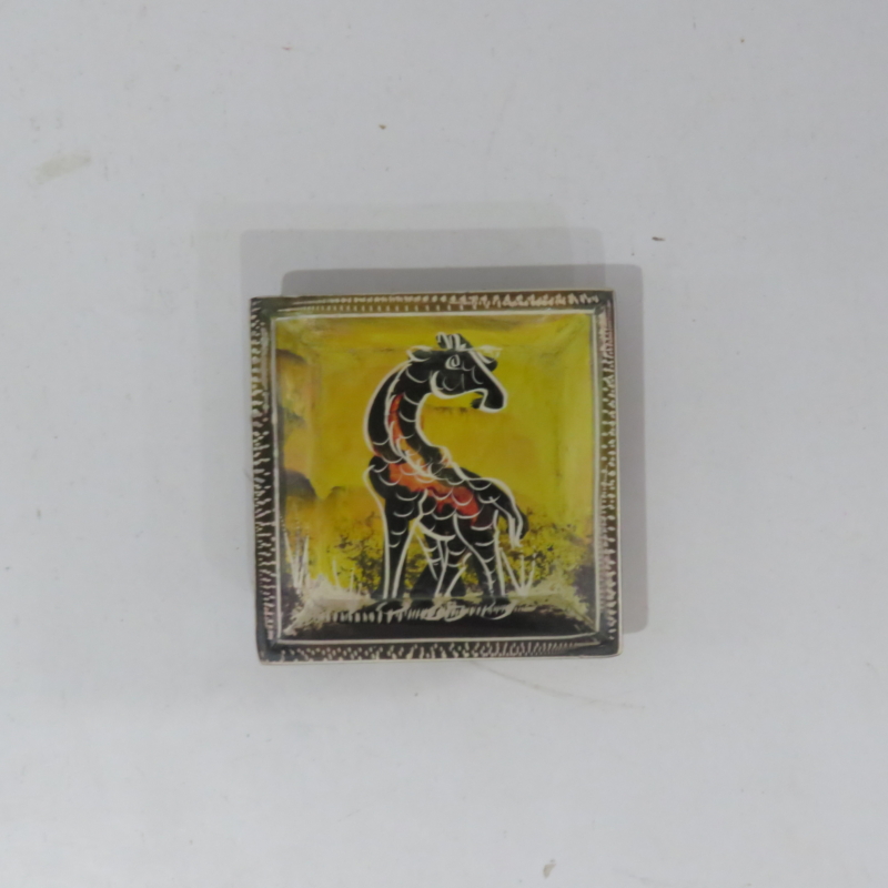 Yellow Giraffe Square Soapstone Plate