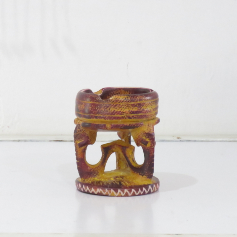 IMG_8764 Earthy Yellow Wildebeest Engraved Soapstone Ash Tray