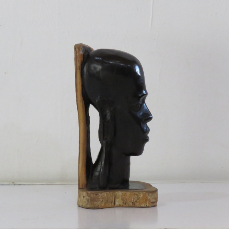 IMG_8807 Elongated African Profile Bust - Hand-Carved Ebony Wood (Right Side)