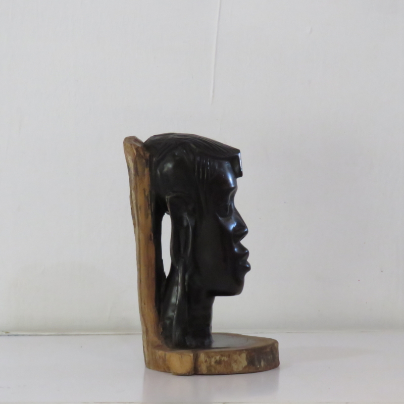 African Warrior Bust with Traditional Braided Coiffure (Right Side)