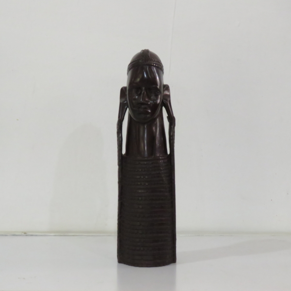 African Head Carving with Intricate Shanga & Carved Headband