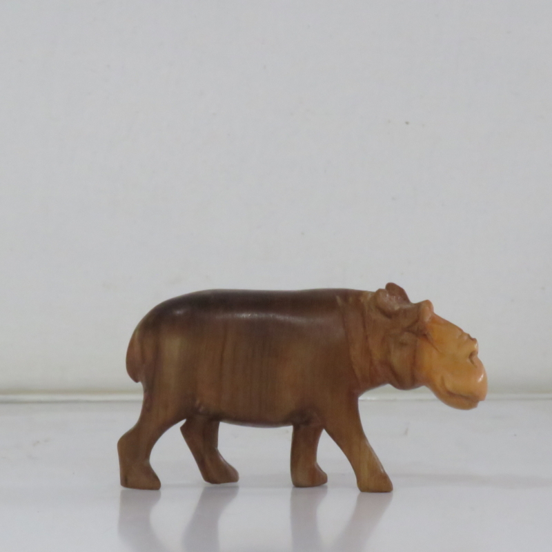 IMG_8952 Hand-Carved Teak Wood Hippopotamus Figurine (Right Side)